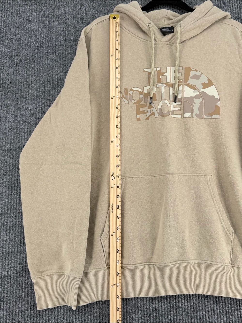 The North Face Camo Logo Hoodie Mens Large Cream Streetwear Pullover Outdoor - Picture 6 of 7